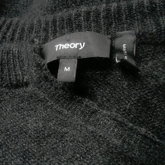 Theory Gray 100% Cashmere MSRP $435 Henley Sweater Dress M - Picture 9 of 10